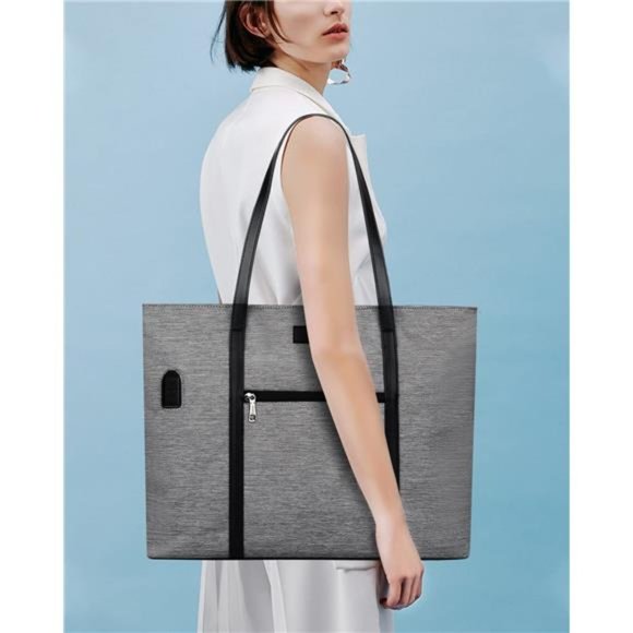 Laptop Tote Bag, Women Work Bag 15.6 Inch Laptop Bag with USB Charging Port - Picture 6 of 6